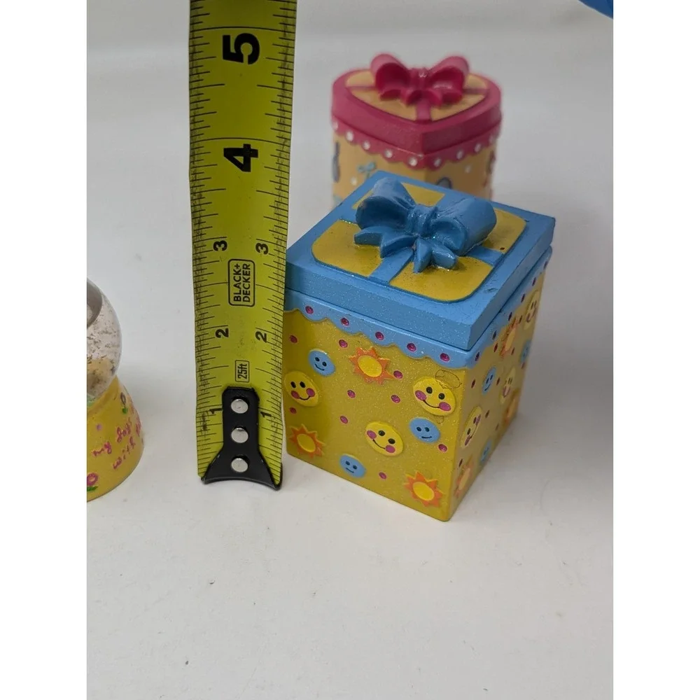 Vintage Y2K Claire's Trinket Box & Water Globe Lot Cute 2004 2005 Flower Happy